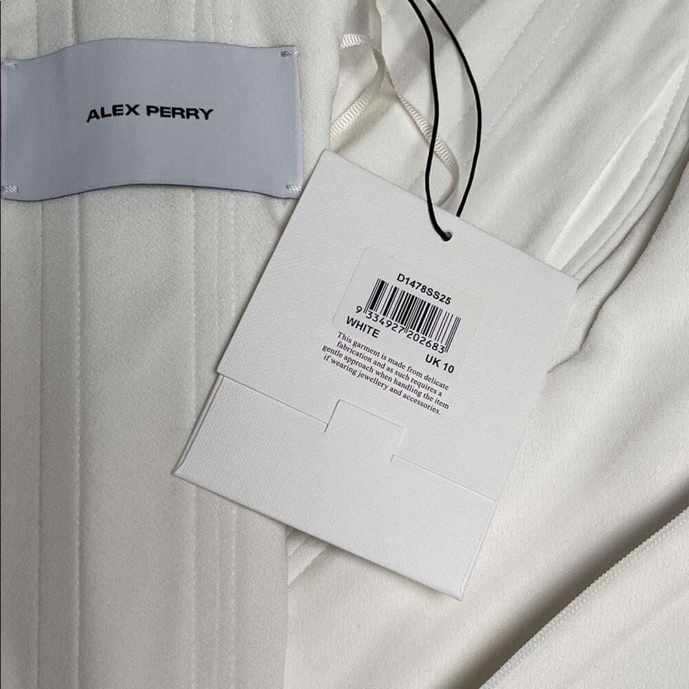ALEX PERRY Strapless Corset Ruched Cutout White Mini Dress in Crepe Jersey Sz 6 - Picture 9 of 11